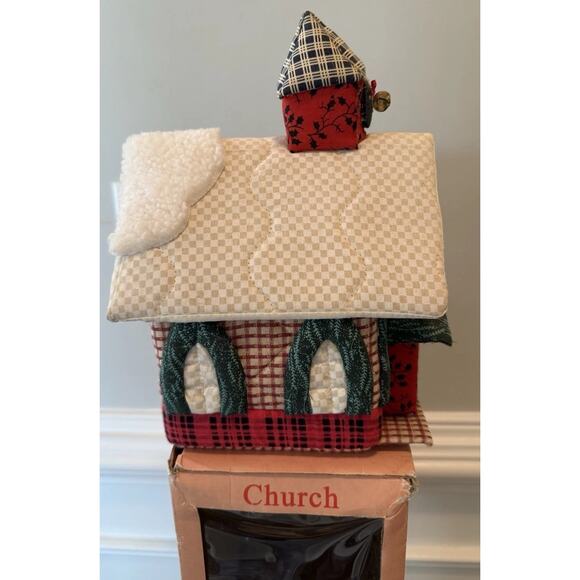 Quilted Fabric Christmas Church Village House w/ Box – Christmas Traditions - Picture 7 of 9